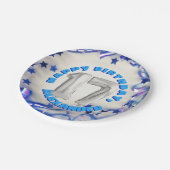 ブルーリボン&スターズ紙吹雪17歳誕生パーティー ペーパープレート (アングル)