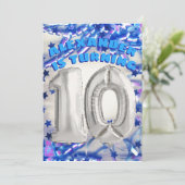 ブルーリボン & スターズ コンフェッティ 10歳の誕生日パーティー 招待状 (スタンド正面)