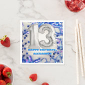 ブルーリボン&スター紙吹雪13thバースデーパーティー スタンダードカクテルナプキン (インサイチュ)