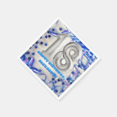 ブルーリボン&スター紙吹雪18thバースデーパーティー スタンダードカクテルナプキン (角)