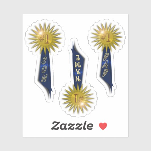 ブルーリボン#1パパ#1サンステッカー シール (シート)