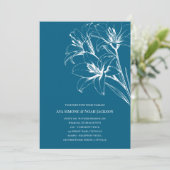 ブルーリリーのアウトライン結婚ブルー 招待状 (スタンド正面)