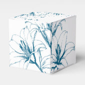 ブルーリリーのアウトライン結婚式の引き出物ボックス フェイバーボックス (正面サイド)