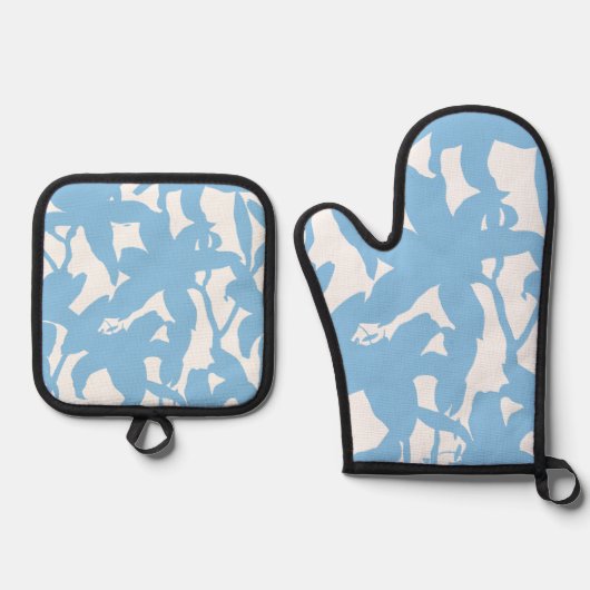 ブルーリリーのシルエット 鍋つかみ&鍋敷きセット (正面)