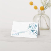 ブルーリリーの結婚輪郭の折り畳み プレイスカード (正面)