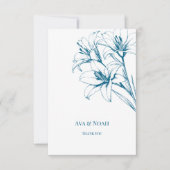 ブルーリリーの結婚輪郭 サンキューカード (正面)