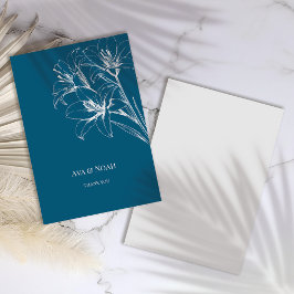 ブルーリリーの結婚輪郭 サンキューカード