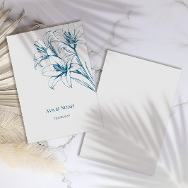 ブルーリリーの結婚輪郭 サンキューカード