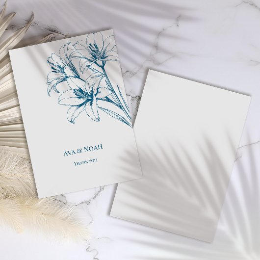 ブルーリリーの結婚輪郭 サンキューカード