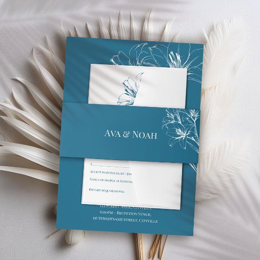 ブルーリリーの結婚輪郭 招待状ベリーバンド