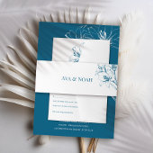 ブルーリリーの結婚輪郭 招待状ベリーバンド