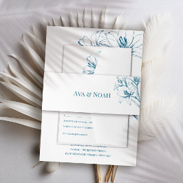 ブルーリリーの結婚輪郭 招待状ベリーバンド