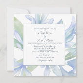 ブルーリリーウォーターカラー結婚ズスクエア 招待状 (正面)