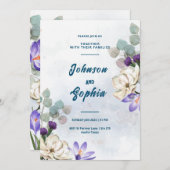 ブルーリリー結婚ズカードデザイン 招待状 (正面/裏面)