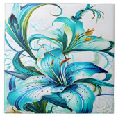 ブルーリリー芸術的フローラ配置 タイル (正面)