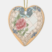 ブルーリレースのようボンハートセラミックオーナメント セラミックオーナメント (左)