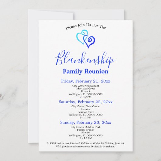 ブルーリンクハートファミリー懇親会テンプレート 招待状 (正面)