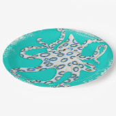 ブルーリングや輪タコティール（緑がかった色）アート ペーパープレート (アングル)