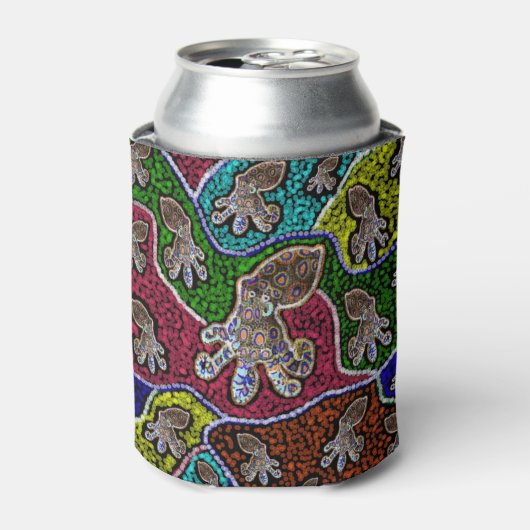 ブルーリングや輪タコドットアート缶スタッビーホルダー 缶クーラー (缶正面)