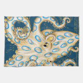 ブルーリングや輪タコヴィンテージマップ航海の キッチンタオル (横)