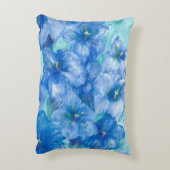 ブルーリンドウ絵画の花 アクセントクッション (裏面(縦))
