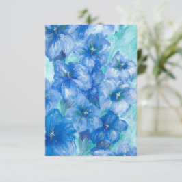 ブルーリンドウ絵画の花 サンキューカード