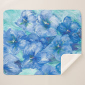 ブルーリンドウ絵画の花 シェルパブランケット (正面(横))