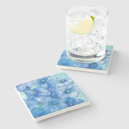 ブルーリンドウ絵画の花 ストーンコースター