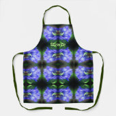 ブルーリンドウ花アーパーソナライズされたト エプロン (正面)