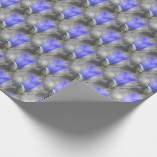 ブルーリンドウ花自然模様 ラッピングペーパー (角)