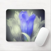 ブルーリンドウ花(黒と白) マウスパッド (マウス)
