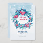 ブルーリースとレッドボールホリデーカード 招待状 (正面/裏面)