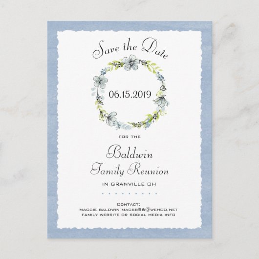 ブルーリースカントリーファミリー懇親会保存日付 案内ポストカード (正面)