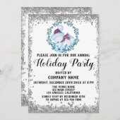 ブルーリースクリスマスカンパニーホリデーパーティシルバー 招待状 (正面/裏面)
