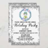 ブルーリースクリスマスカンパニーホリデーパーティシルバー 招待状 (正面/裏面)