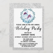 ブルーリースクリスマスカンパニーホリデーパーティシルバー 招待状 (正面/裏面)
