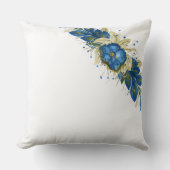 ブルーリースフローラ水彩手色彩の鮮やか白色 クッション (正面)