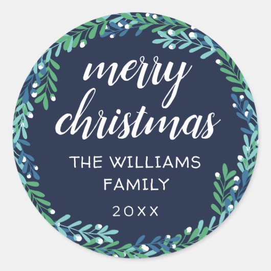 ブルーリースメリークリスマス ラウンドシール (正面)