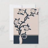 ブルーリーフィーつる植物ブライダルシャワー招待 招待状 (裏面)