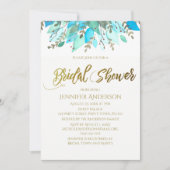 ブルーリーフフローラブライダルシャワー 招待状 (正面)
