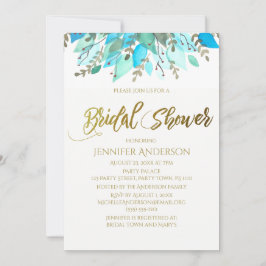 ブルーリーフフローラブライダルシャワー 招待状
