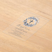 ブルーリーフボーイズバプテスマ招待状 アクリル招待状 (レイダウン)