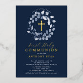 ブルーリーフボーイズ第一聖餐式 箔招待状 (正面)