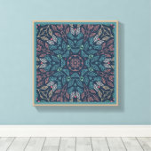 ブルーリーフマンデラ抽象芸術オリジナルウォールアートプリント キャンバスプリント (インサイチュ (ウッドフロア))