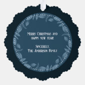 ブルーリーフリースファミリーフォトカスタム オーナメントカード (裏面)