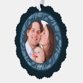 ブルーリーフリースファミリーフォトカスタム オーナメントカード (左)