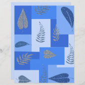 ブルーリーフ抽象芸術スクラップブック紙 (正面/裏面)