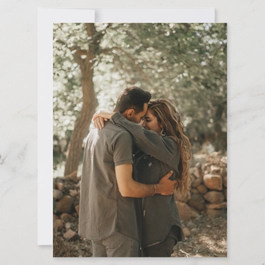 ブルーリーフ描リースモノグラム結婚アートの写真 招待状 (裏面)