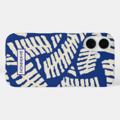 ブルーリーフ柄 オーダーメイドiPhoneケース Case-Mate iPhoneケース (裏面 (横))