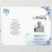 ブルーリーフ葬儀プログラムテンプレート (正面/裏面)